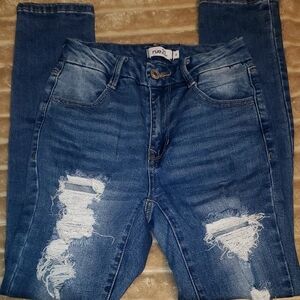 Rue21 Women's Dark Blue Ripped Skinny Jeans